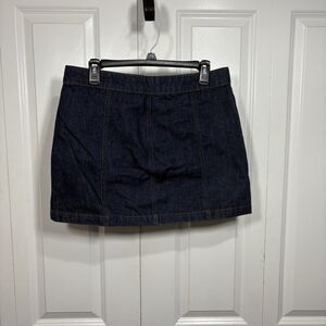 Altar'd State Denim Skirt Womens M Dark Wash Mini Y2K Modest Indie Boho
